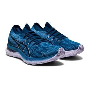 Asics B Gel-Nimbus 23 Knit Running Shoes Grey Floss Mako Blue Women's Sz 8.5 NWT